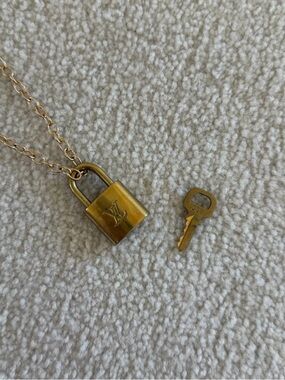 Louis Vuitton Gold Padlock Necklace with Key